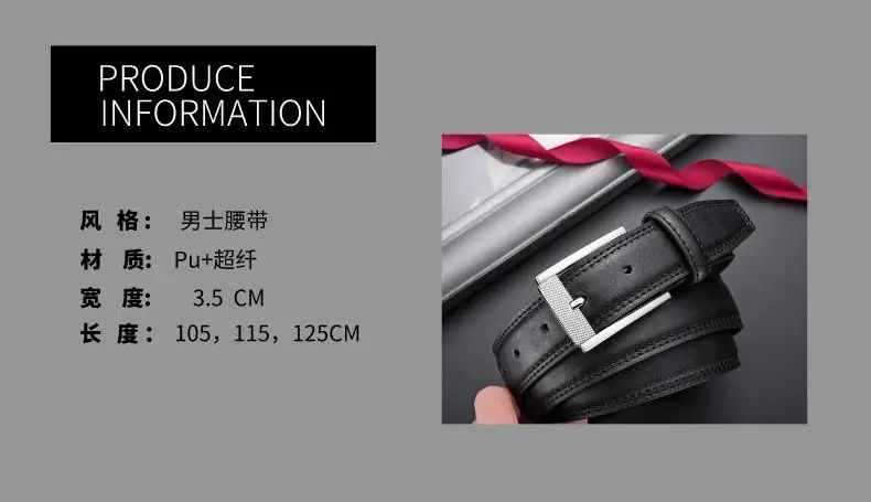 Men's Black Leather Belt with Silver Buckle 2026 — feature 3