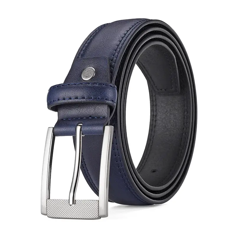 Men's Black Leather Belt with Silver Buckle 2026 - Image 2