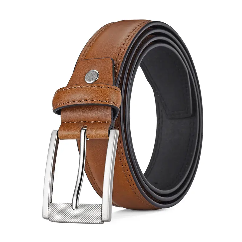 Men's Black Leather Belt with Silver Buckle 2026 - Image 4