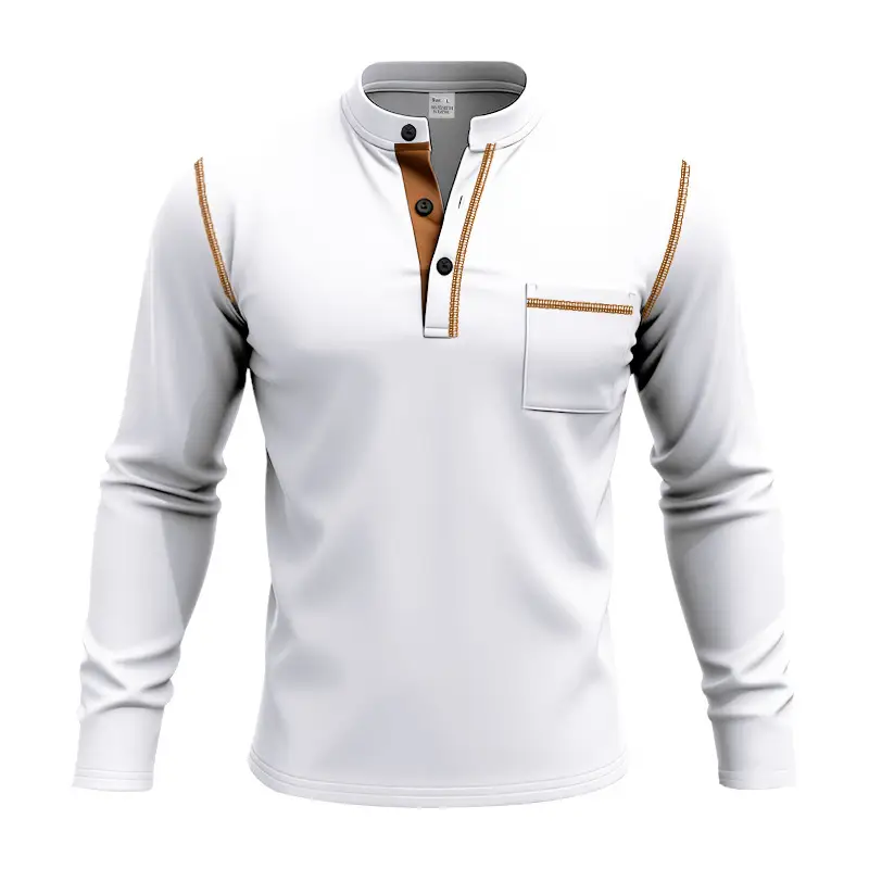 Maroon Long Sleeve Men's T-Shirt with Silver Chain — feature 14