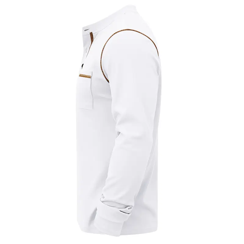 Maroon Long Sleeve Men's T-Shirt with Silver Chain — feature 15