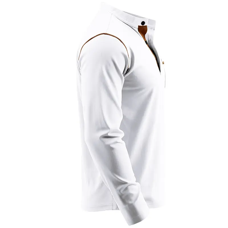 Maroon Long Sleeve Men's T-Shirt with Silver Chain — feature 16