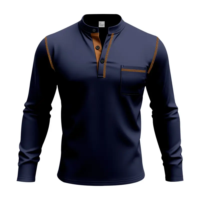 Maroon Long Sleeve Men's T-Shirt with Silver Chain - Image 2