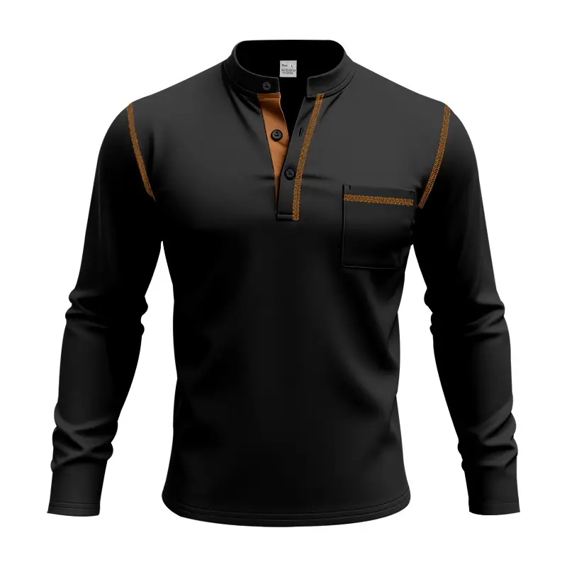 Maroon Long Sleeve Men's T-Shirt with Silver Chain - Image 3