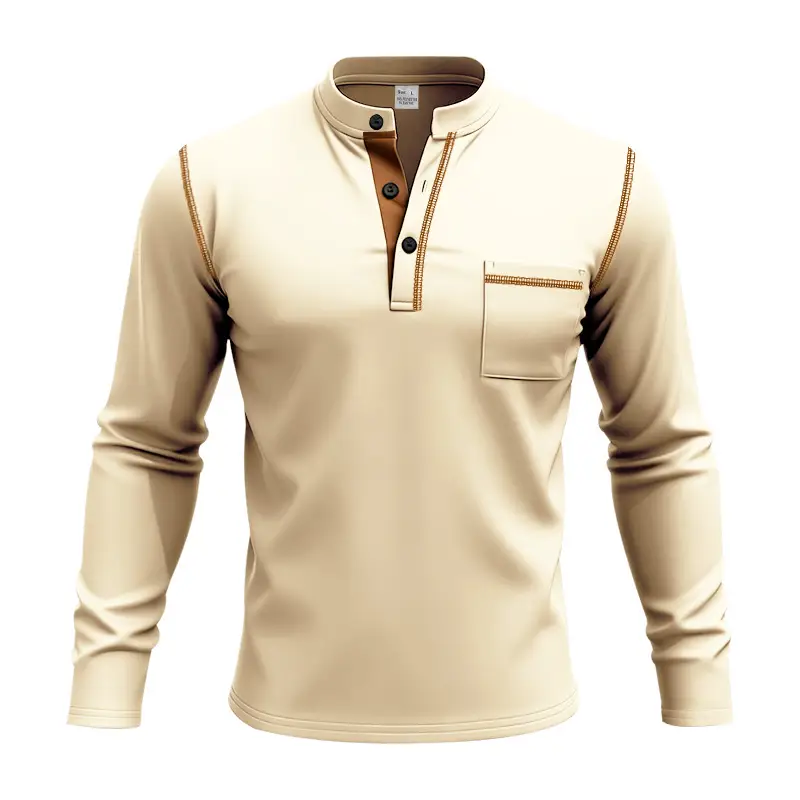Maroon Long Sleeve Men's T-Shirt with Silver Chain - Image 5