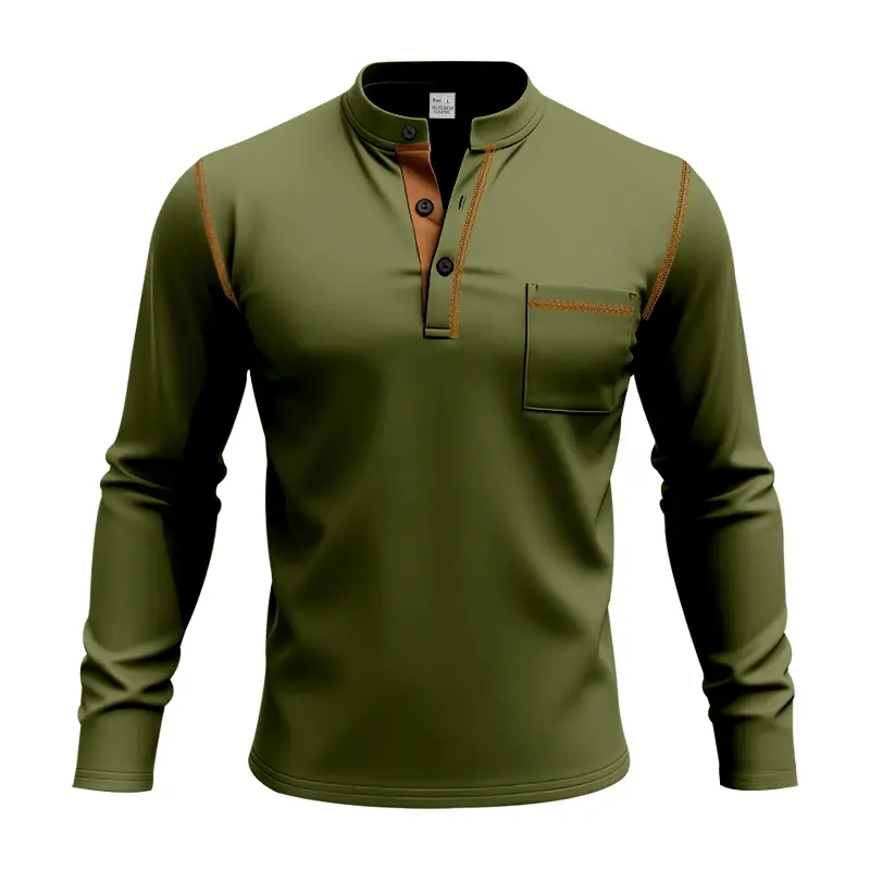 Maroon Long Sleeve Men's T-Shirt with Silver Chain - Image 6