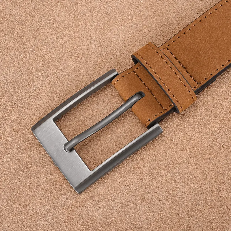 Men's Green Leather Belt with Silver Buckle - Image 6