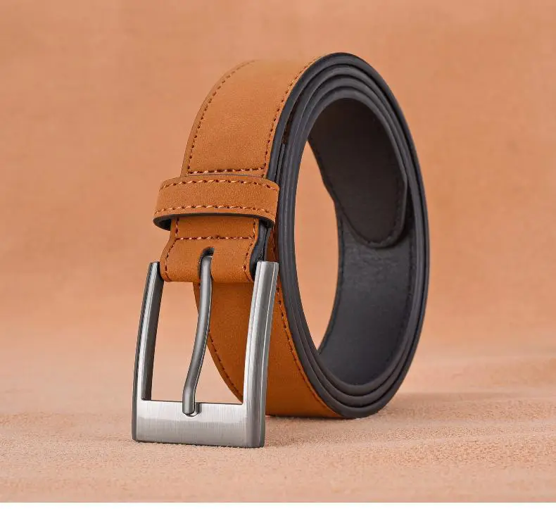 Men's Green Leather Belt with Silver Buckle — feature 9