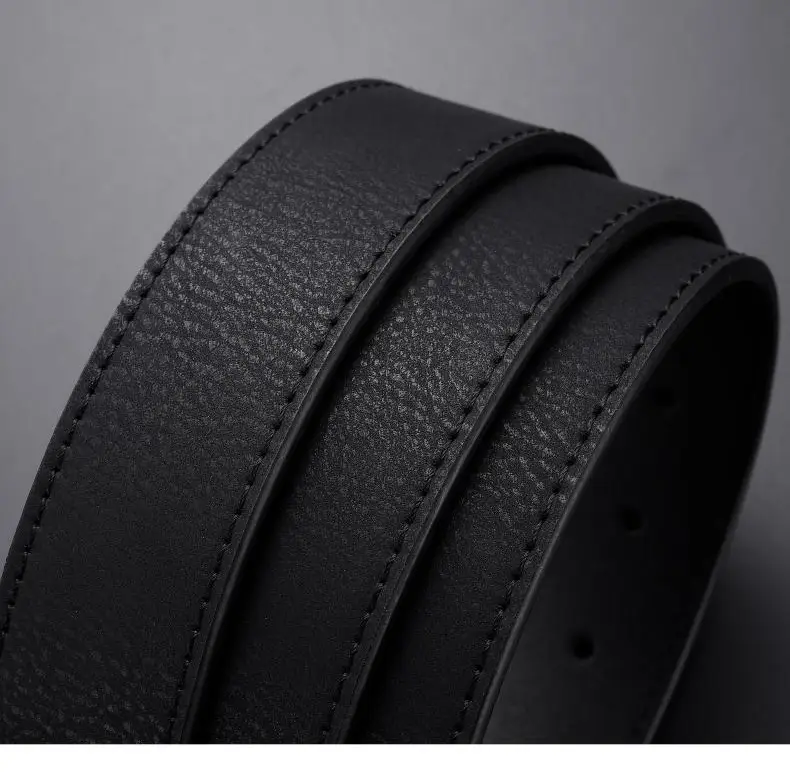 Men's Black Leather Belt with Silver Buckle — feature 10