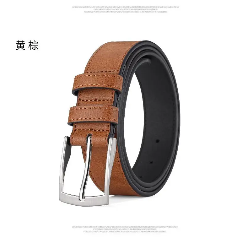 Men's Black Leather Belt with Silver Buckle — feature 4