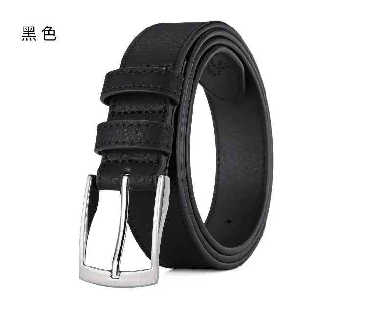 Men's Black Leather Belt with Silver Buckle — feature 6