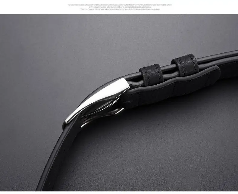 Men's Black Leather Belt with Silver Buckle — feature 8