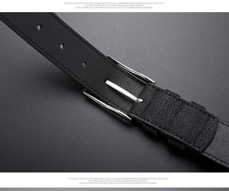 Men's Black Leather Belt with Silver Buckle — feature 9