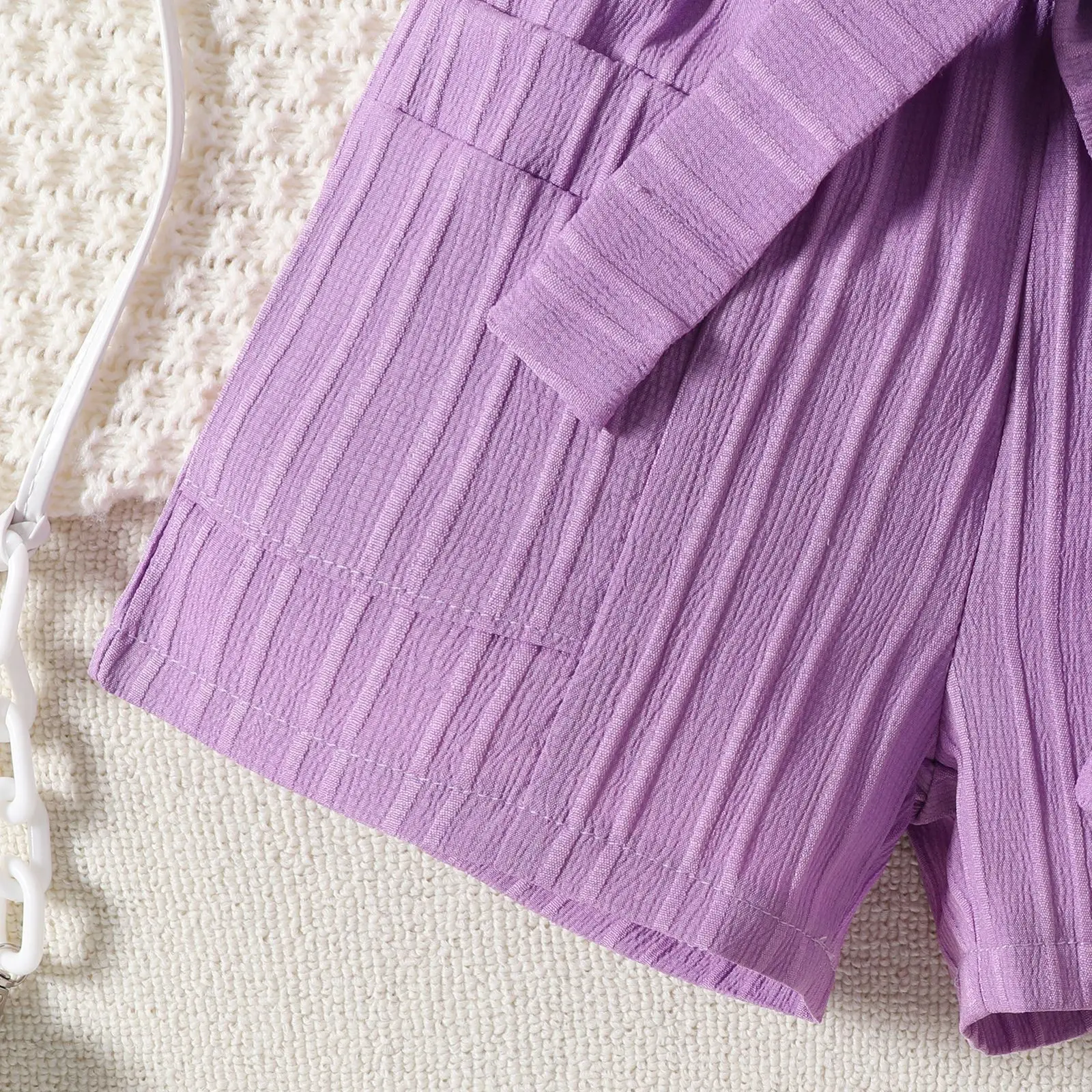 Girls Summer Pleated Shorts Set with Belt — feature 10