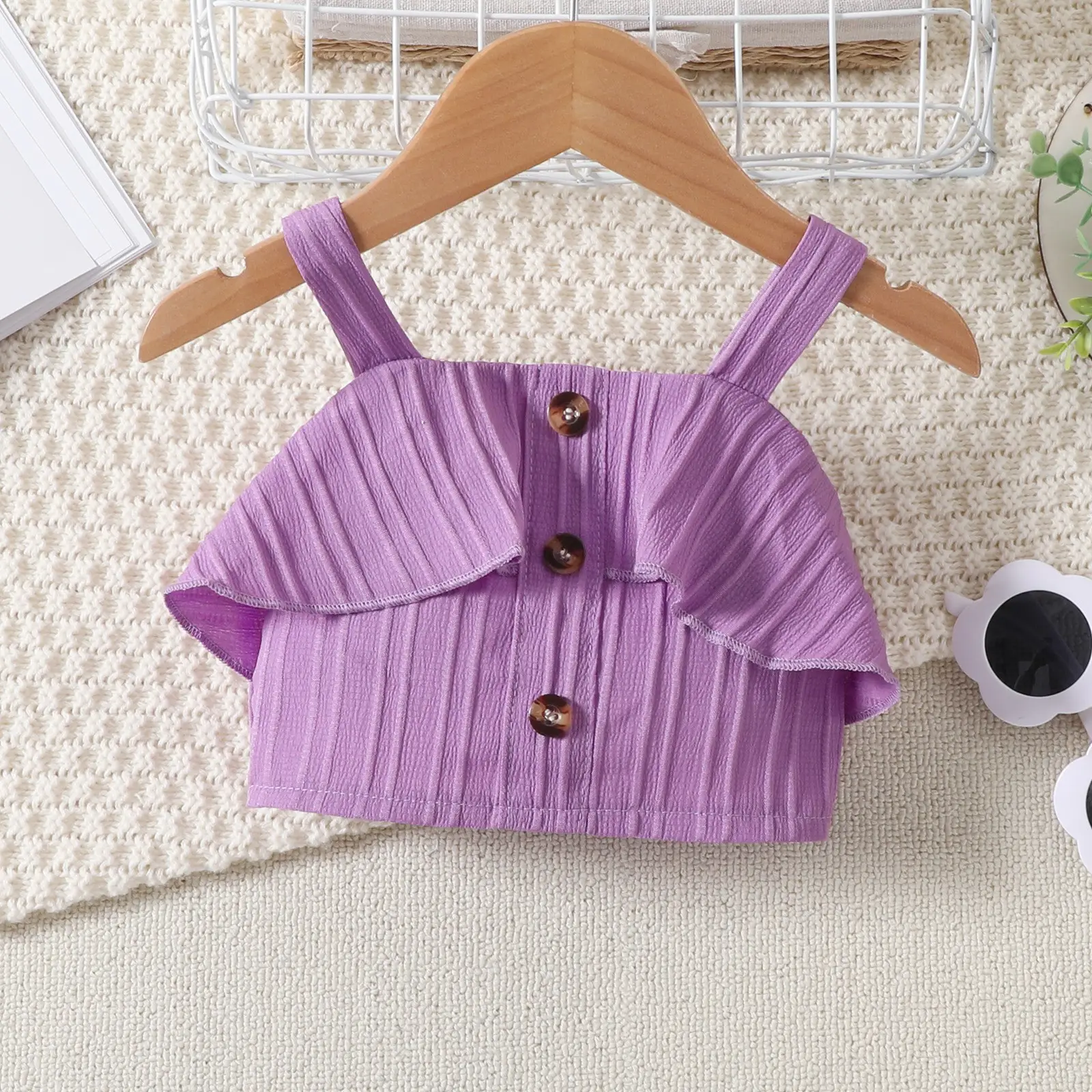 Girls Summer Pleated Shorts Set with Belt — feature 12