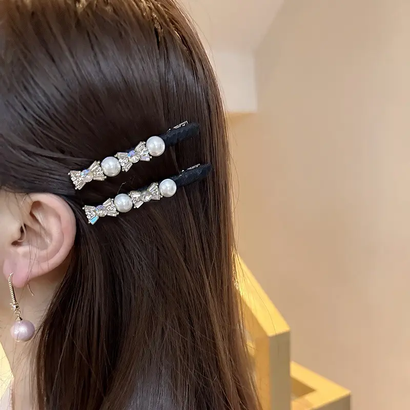 South Korea Flash Diamond Crystal Side Hairpin Pearl Clip - Image 5