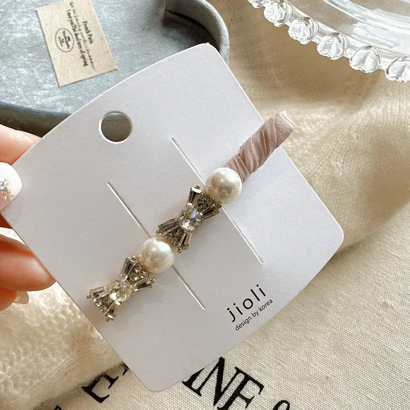 South Korea Flash Diamond Crystal Side Hairpin Pearl Clip - Image 2