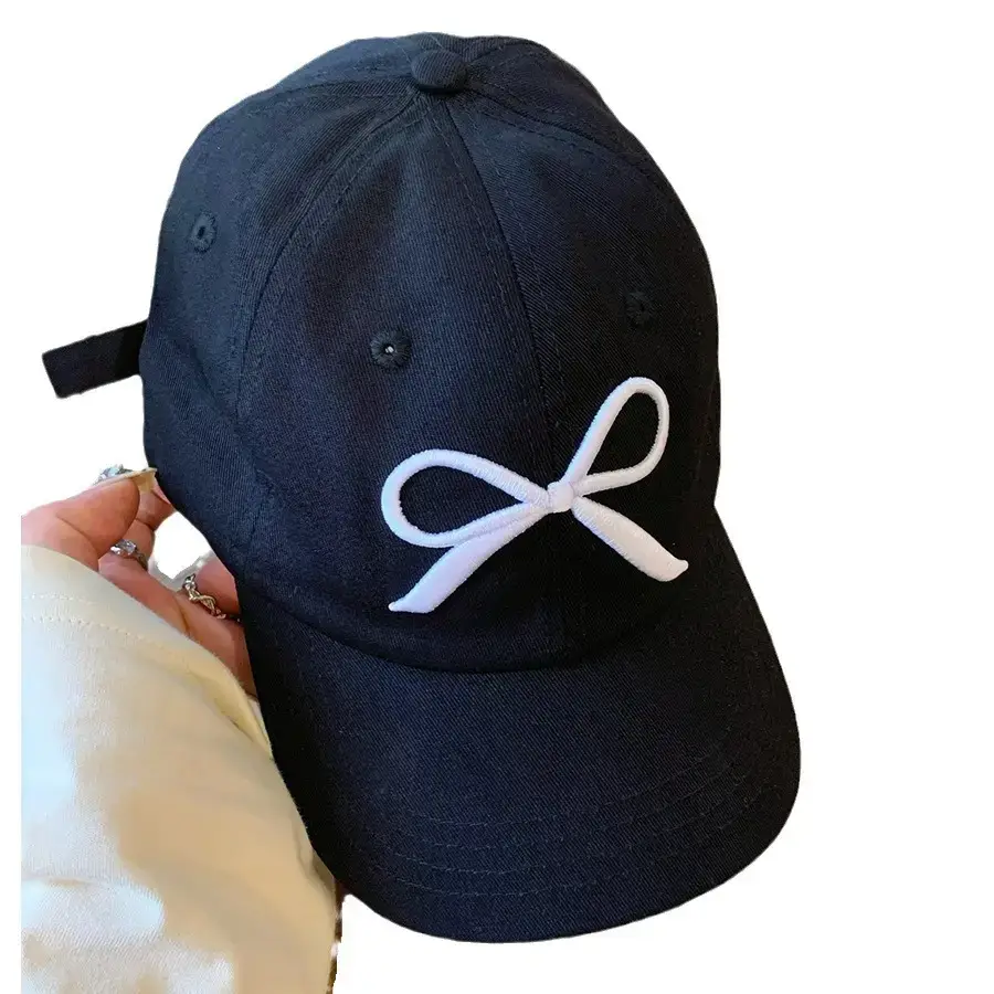 Women Baseball Cap with Bowknot Embroidery Large Brim - Image 6