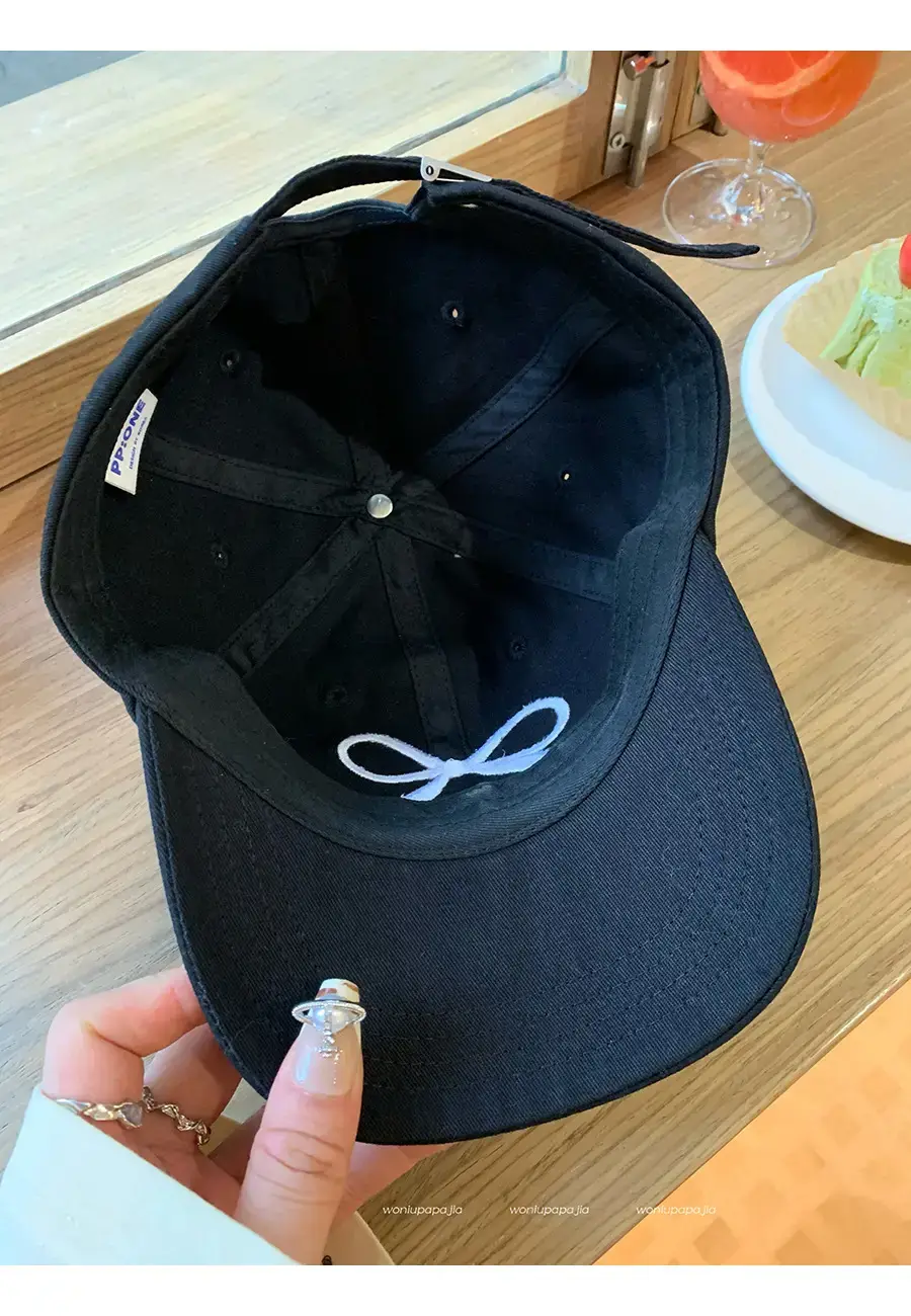 Women Baseball Cap with Bowknot Embroidery Large Brim — feature 11
