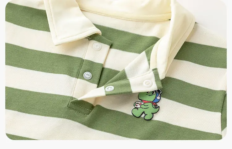 Dudu Boys Striped Polo Shirt Green White Summer — feature 10