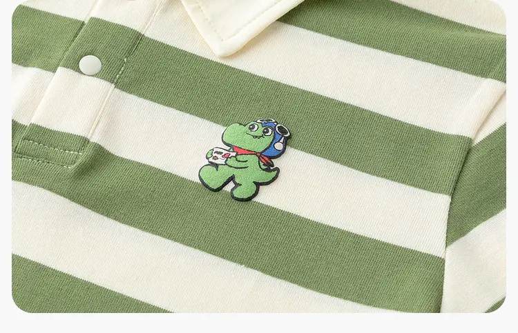 Dudu Boys Striped Polo Shirt Green White Summer — feature 11