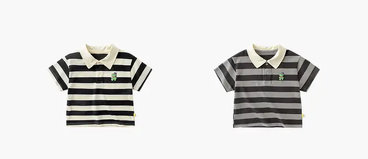 Dudu Boys Striped Polo Shirt Green White Summer — feature 8