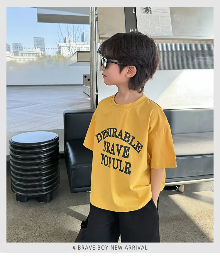 Boys Cotton Letter Print T-Shirt Summer 2026 — feature 2