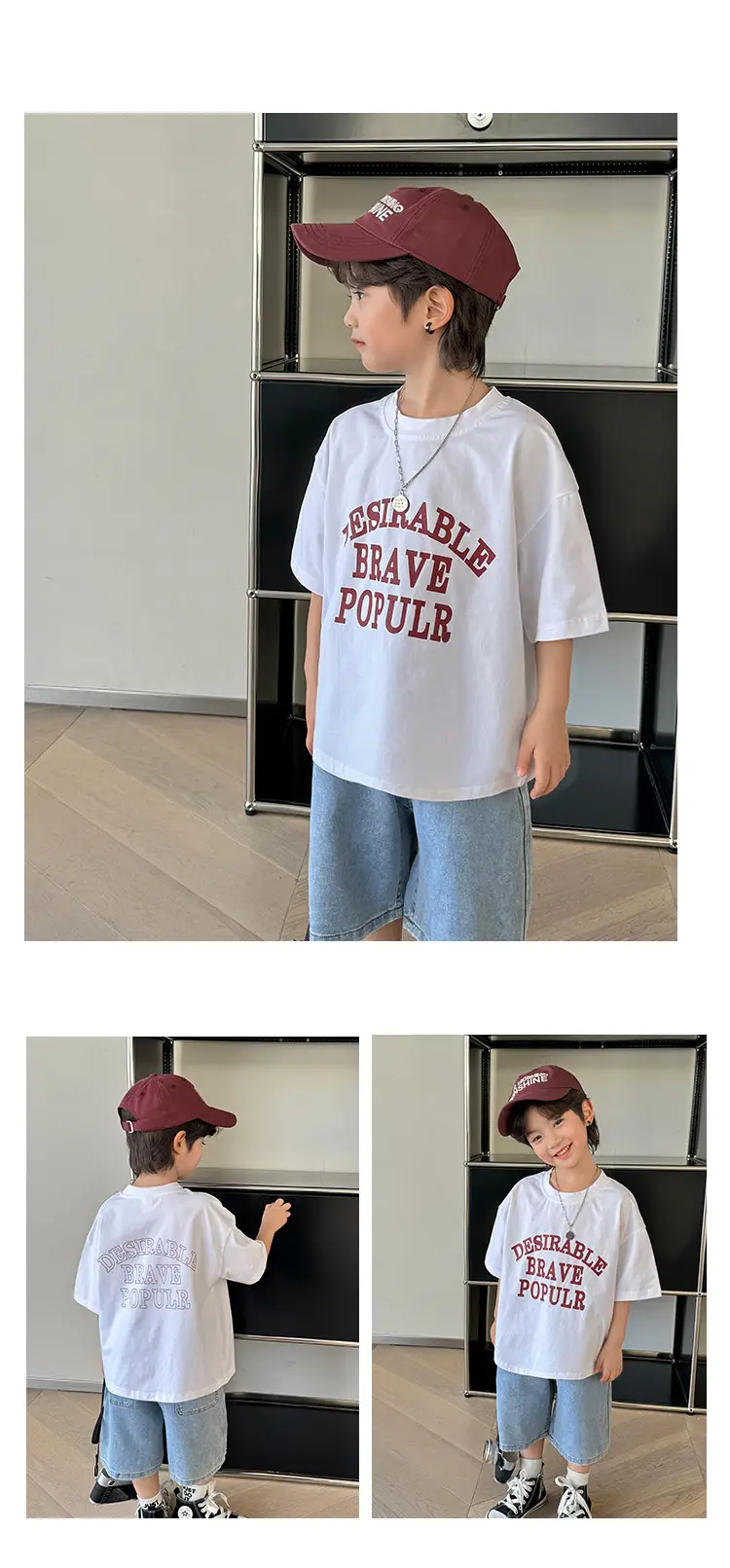Boys Cotton Letter Print T-Shirt Summer 2026 — feature 9