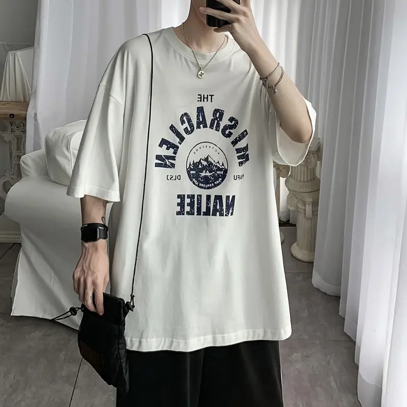 Men's Blue Graphic Loose Fit T-Shirt Harajuku Style - Image 2
