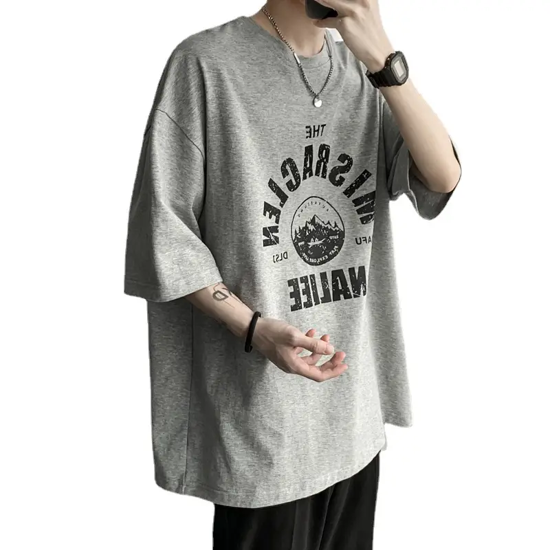 Men's Blue Graphic Loose Fit T-Shirt Harajuku Style - Image 5