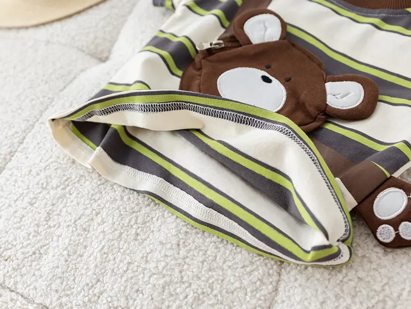 Girls Cotton Striped Shorts Set with Bear Design 1-5Y — feature 14