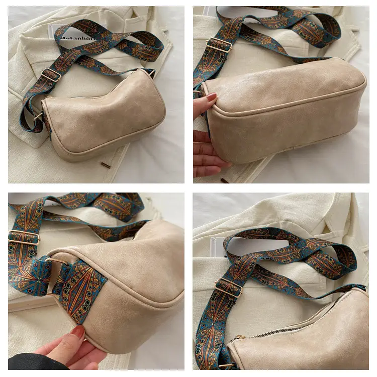 Green Leather Crossbody Bag with Patterned Strap — feature 6