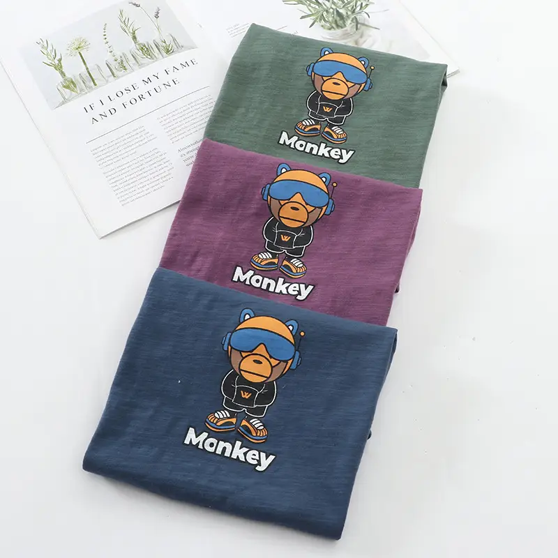 Boys T-shirt Green Monkey Graphic Thin Cotton - Image 6