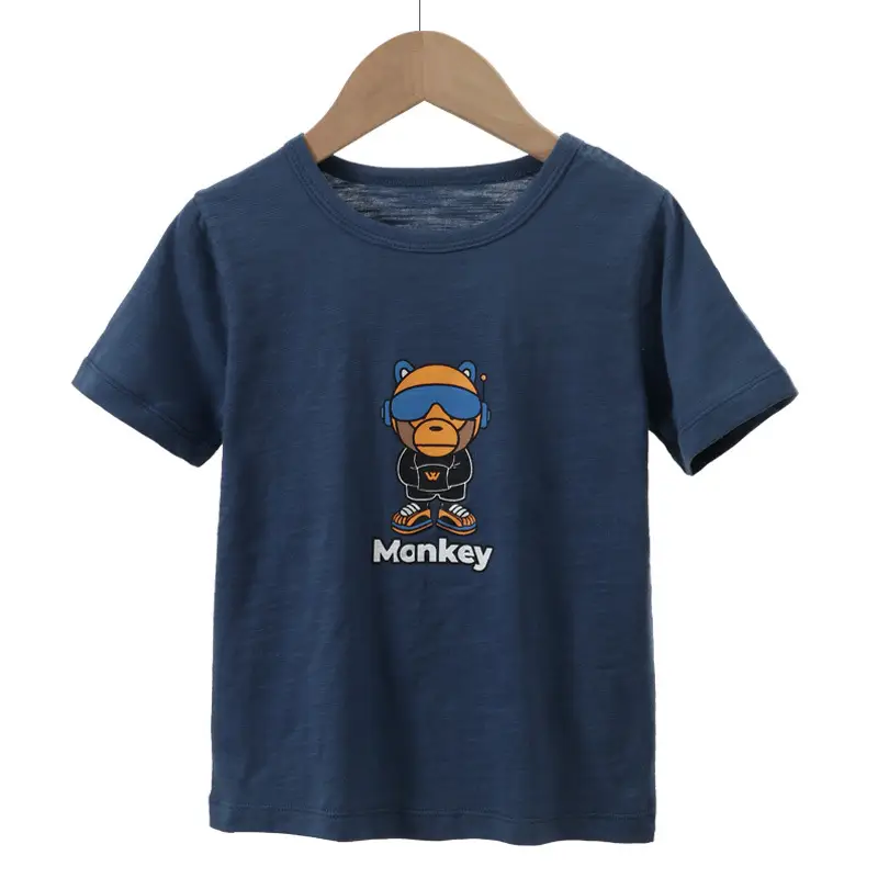Boys T-shirt Green Monkey Graphic Thin Cotton - Image 3