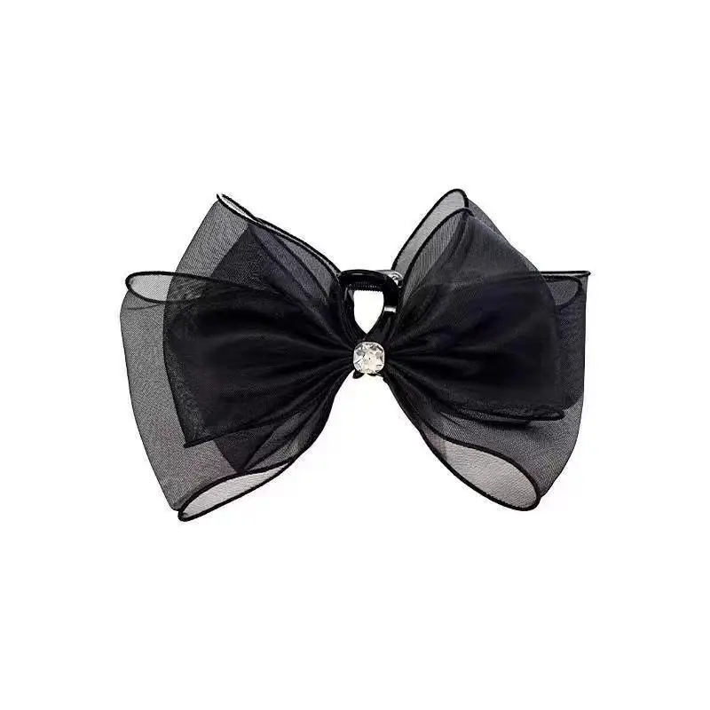 Black Mesh Large Bowknot Hairpin for Women - Image 7