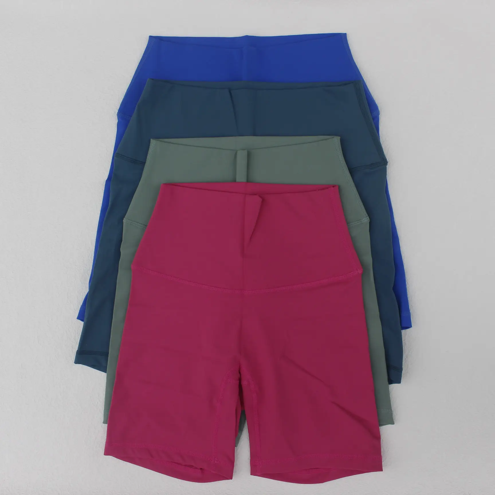 Women's Red High Waist Yoga Shorts Anti-Glare