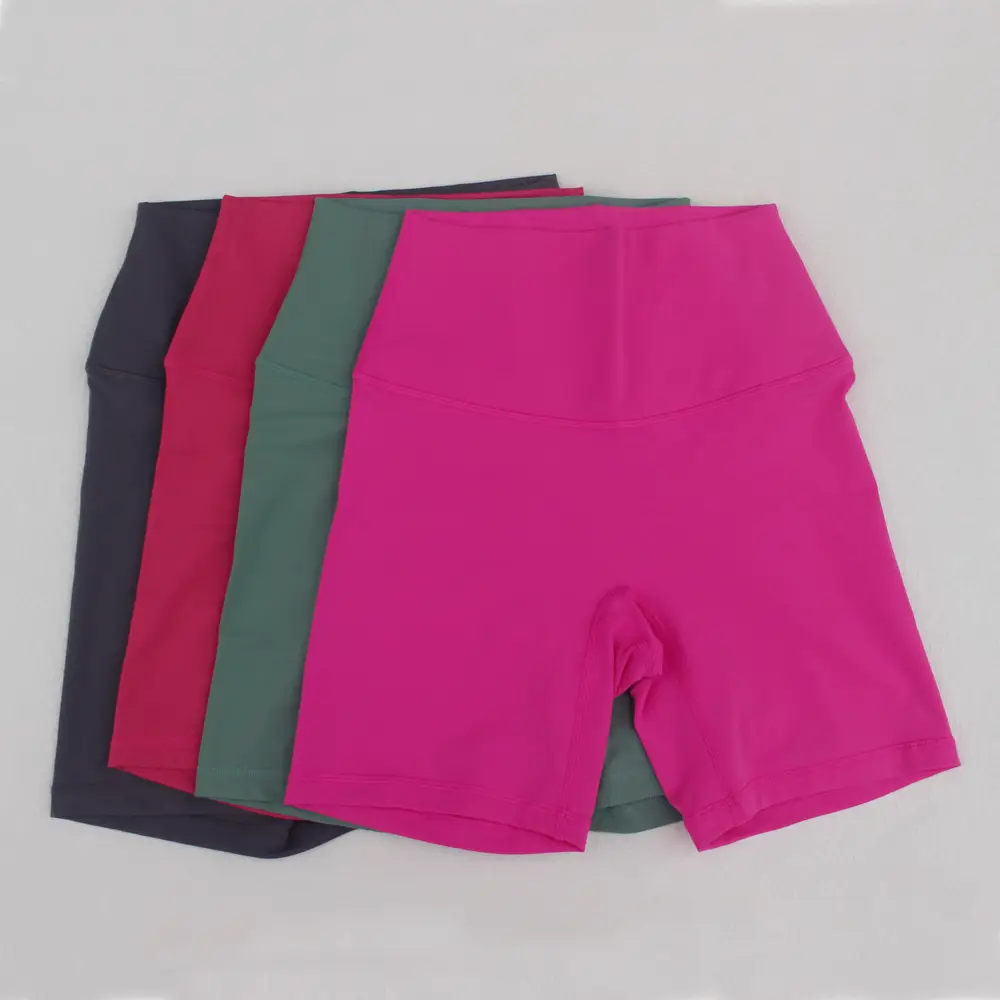 Women's Red High Waist Yoga Shorts Anti-Glare — feature 6