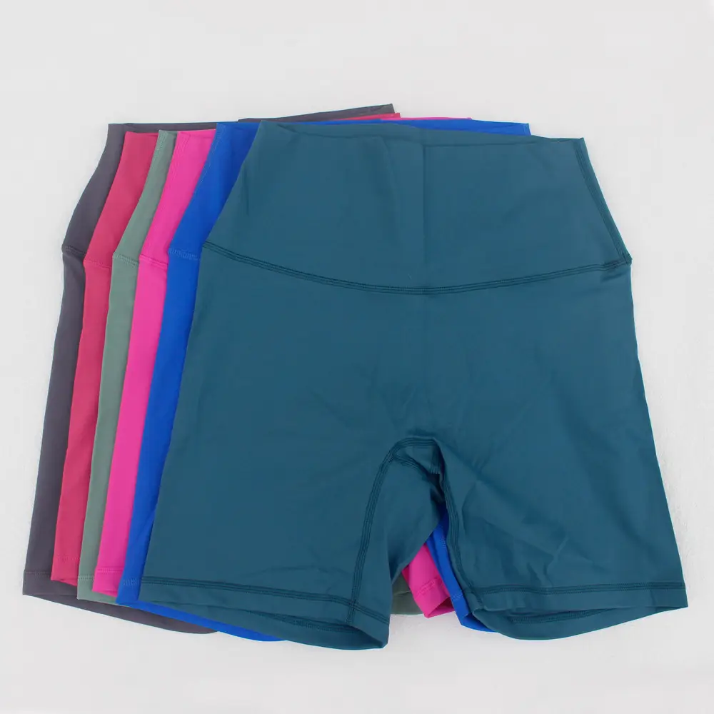 Women's Red High Waist Yoga Shorts Anti-Glare — feature 7