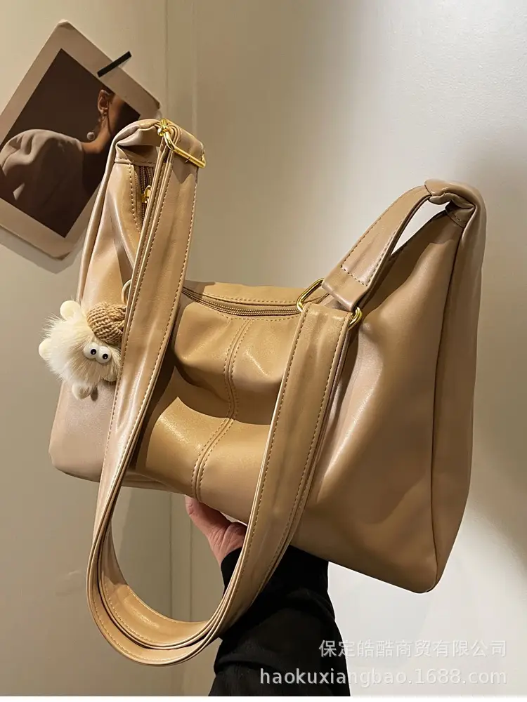Women's Beige Crossbody Tote Bag Large Capacity Spring Summer - Image 13