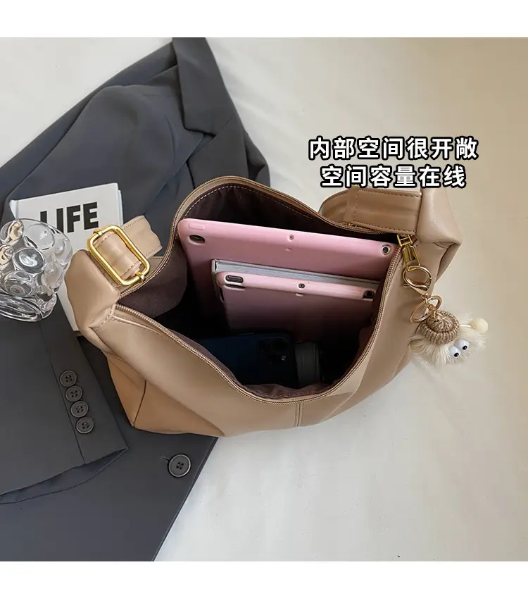 Women's Beige Crossbody Tote Bag Large Capacity Spring Summer — feature 7