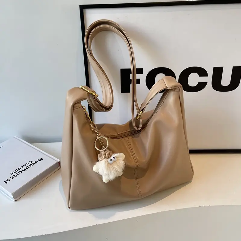 Women's Beige Crossbody Tote Bag Large Capacity Spring Summer - Image 5
