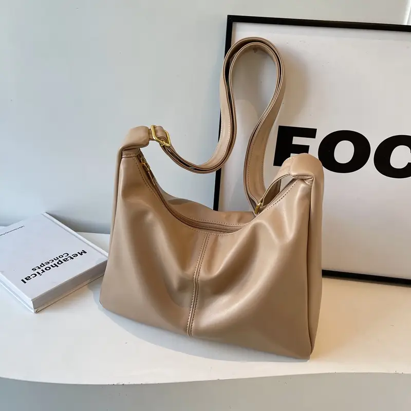 Women's Beige Crossbody Tote Bag Large Capacity Spring Summer - Image 6