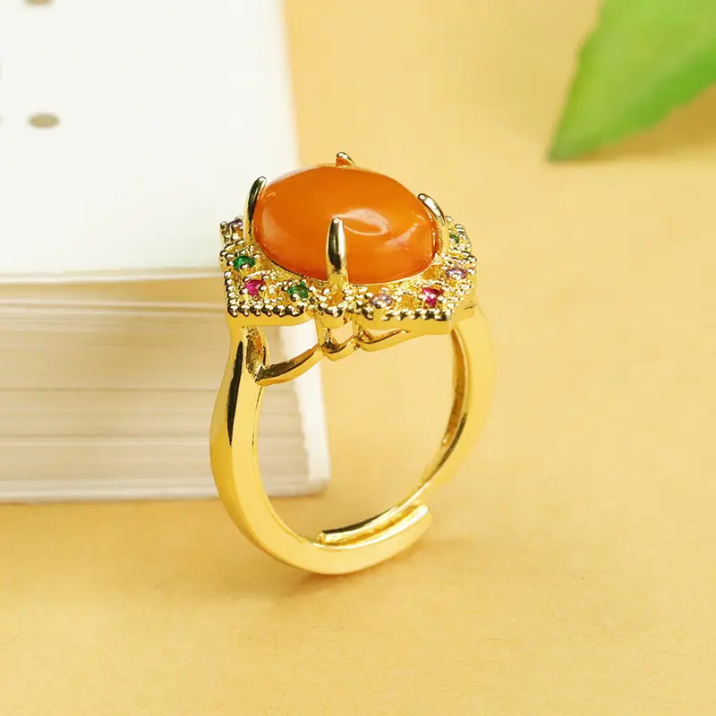 Aiyu Natural Amber Ring Full of Honey Old Beeswax - Image 4