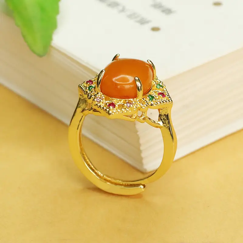 Aiyu Natural Amber Ring Full of Honey Old Beeswax - Image 5