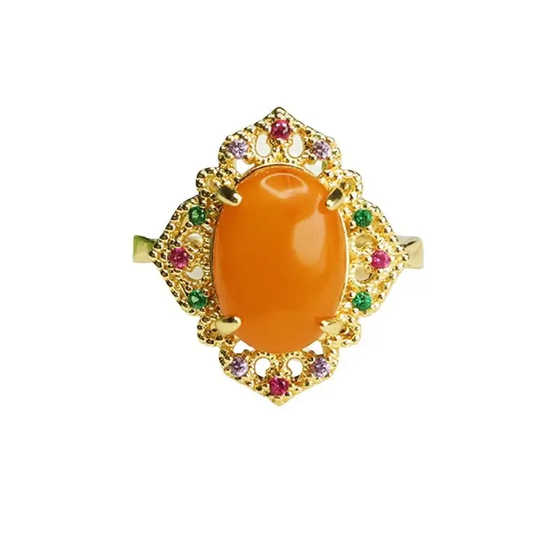 Aiyu Natural Amber Ring Full of Honey Old Beeswax - Image 6