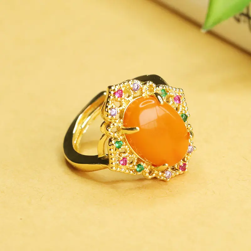 Aiyu Natural Amber Ring Full of Honey Old Beeswax — feature 9