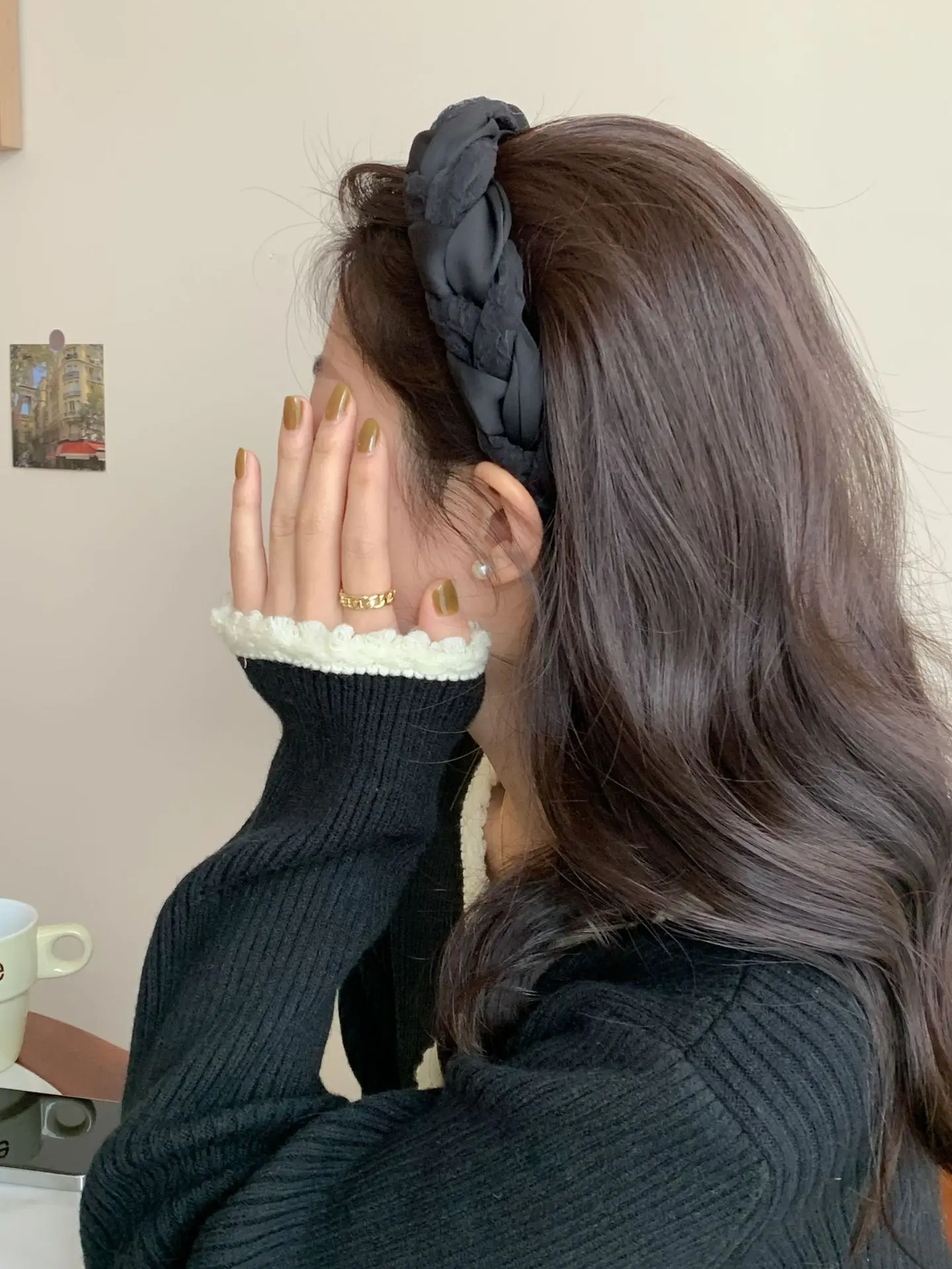 Japanese Korean Style Black Flocking Headband for Women — feature 6