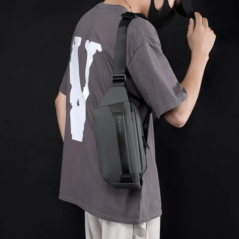 Men's Black Crossbody Messenger Bag Lightweight Casual - Image 7