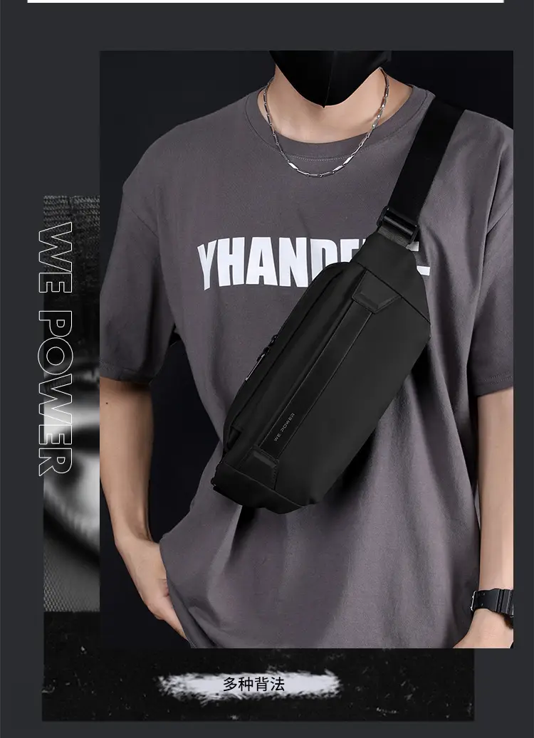 Men's Black Crossbody Messenger Bag Lightweight Casual — feature 10