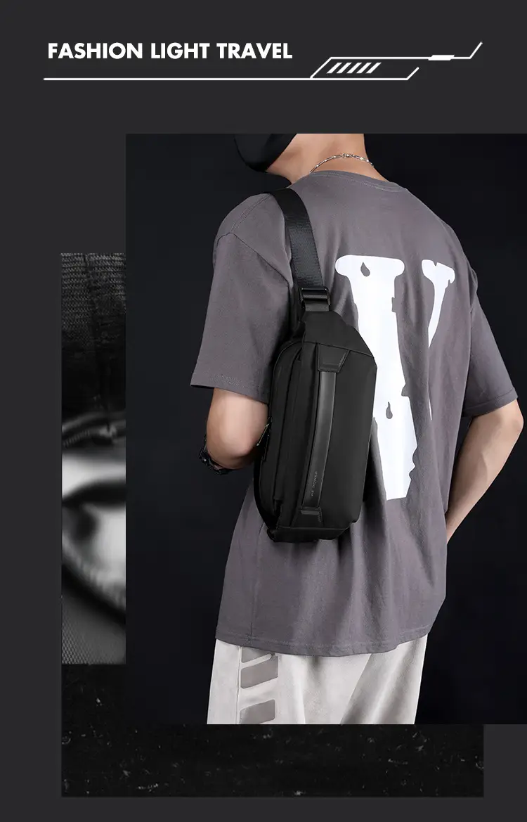 Men's Black Crossbody Messenger Bag Lightweight Casual — feature 16